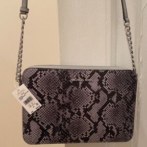 Michael Kors Black & Gray Snake-Print Crossbody